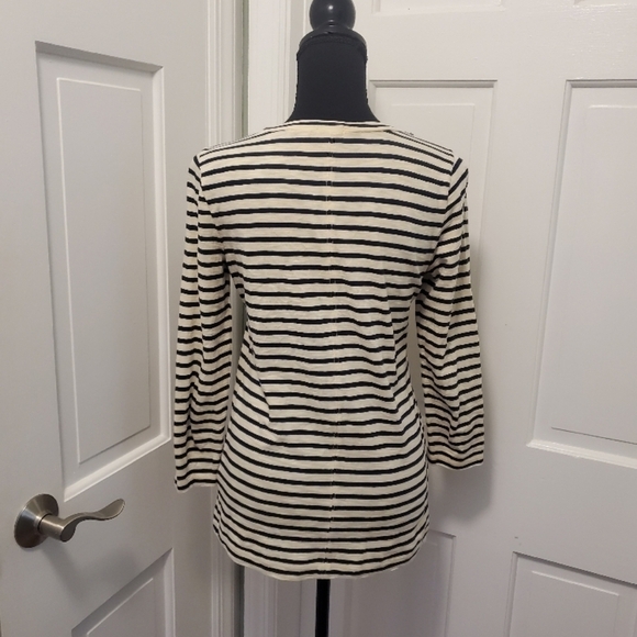 J. CREW Striped Embellished Crew Neck 3/4 Sleeve Tee SIZE XS - Picture 5 of 11